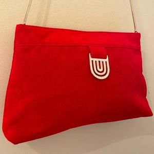 80’s Vintage Reva Red Suede Clutch